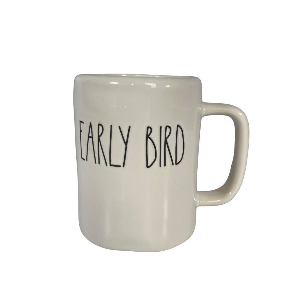 Rae Dunn Artisan Collection Early Bird Ceramic Mug 16 Oz Neutral White Dishwashe
